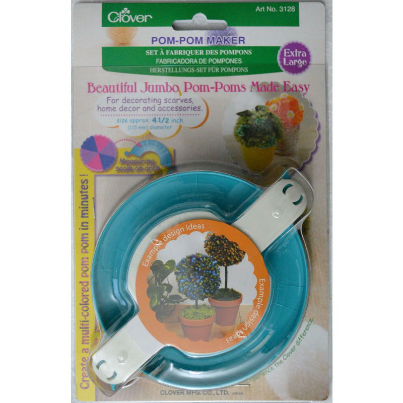 Clover Pom-Pom Maker, Extra Large 115mm (4 1/2"), Beautiful Jumbo Pom Poms Easily