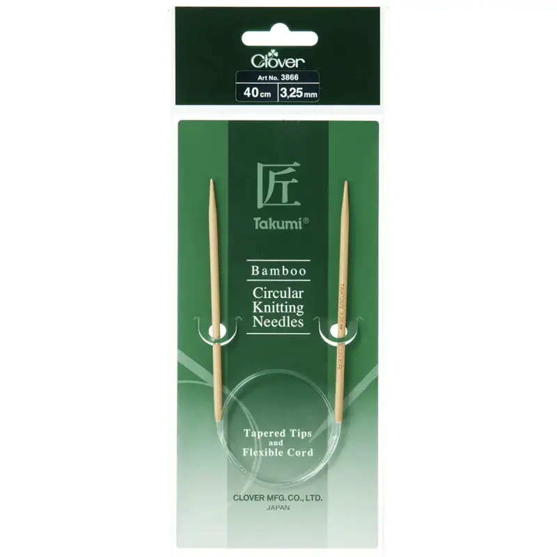 Clover 40cm x 3.25mm Takumi Bamboo Circular Knitting Needle (AKA Knitting Pin)
