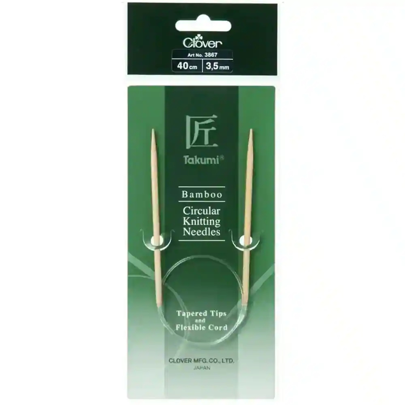 Clover 40cm x 3.50mm Takumi Bamboo Circular Knitting Needle (AKA Knitting Pin)