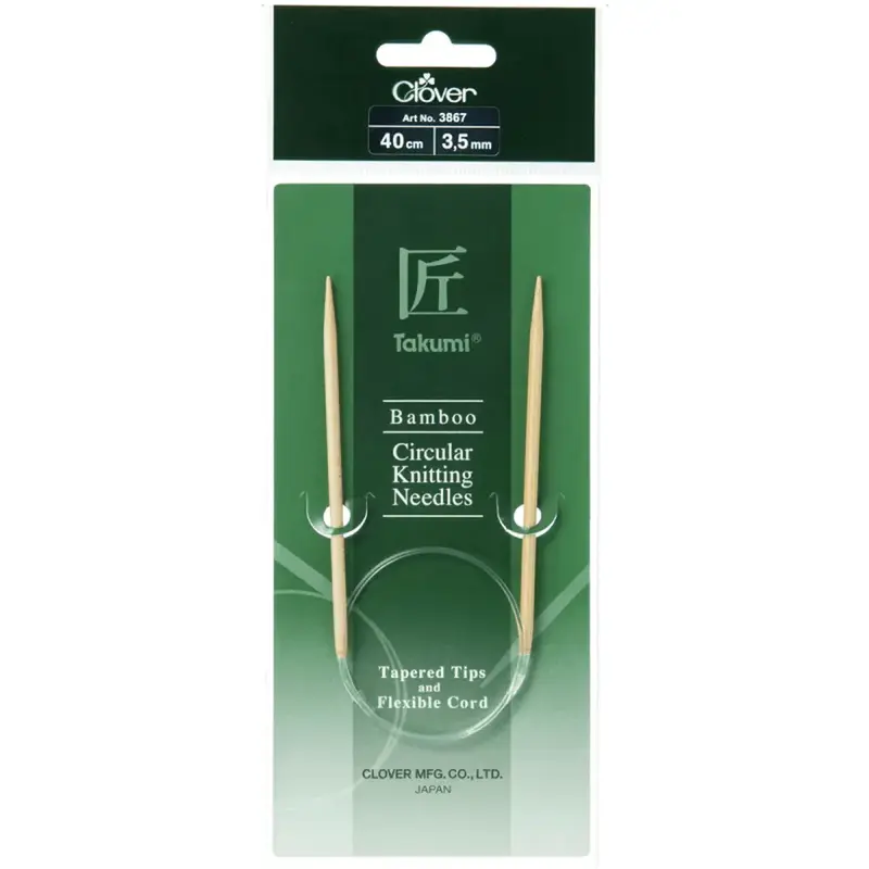 Clover 40cm x 3.50mm Takumi Bamboo Circular Knitting Needle (AKA Knitting Pin)