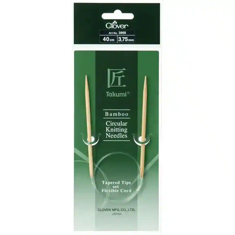 Clover 40cm x 3.75mm Takumi Bamboo Circular Knitting Needle (AKA Knitting Pin)
