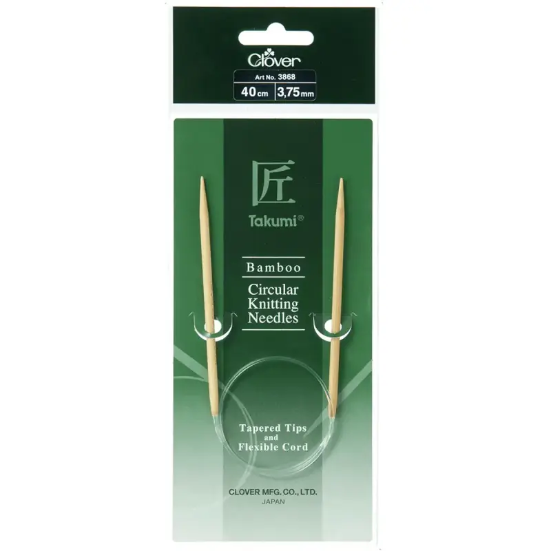 Clover 40cm x 3.75mm Takumi Bamboo Circular Knitting Needle (AKA Knitting Pin)