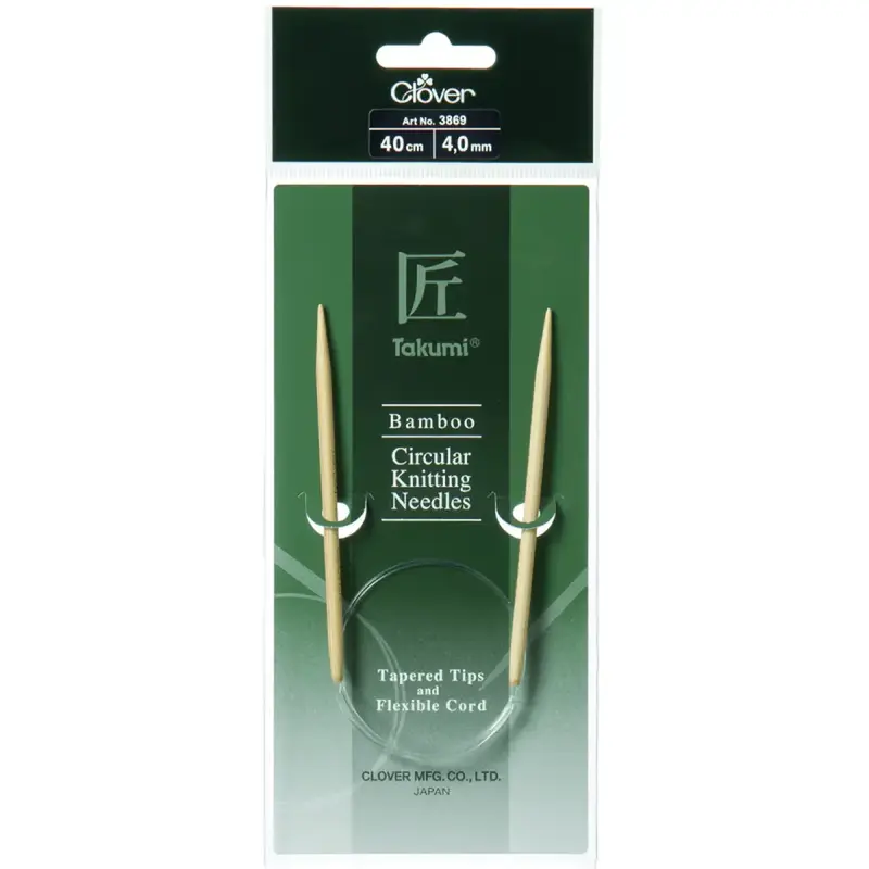 Clover 40cm x 4.00mm Takumi Bamboo Circular Knitting Needle (AKA Knitting Pin)