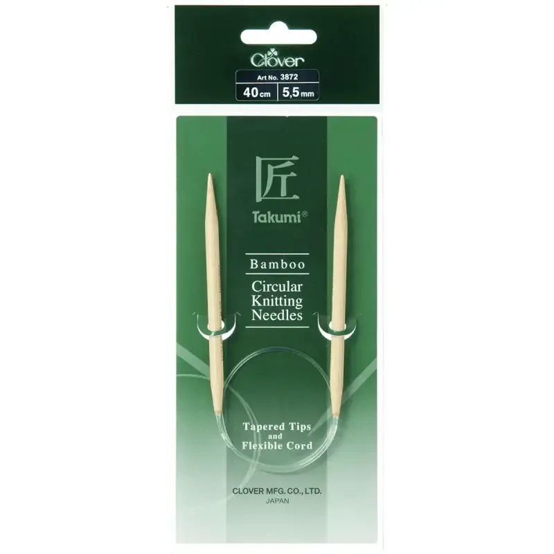 Clover 40cm x 5.50mm Takumi Bamboo Circular Knitting Needle (AKA Knitting Pin)