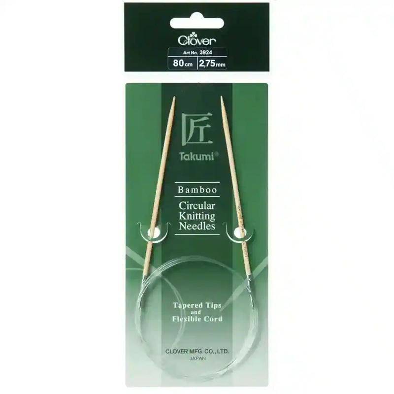 Clover 80cm x 2.75mm Takumi Bamboo Circular Knitting Needle (AKA Knitting Pin)