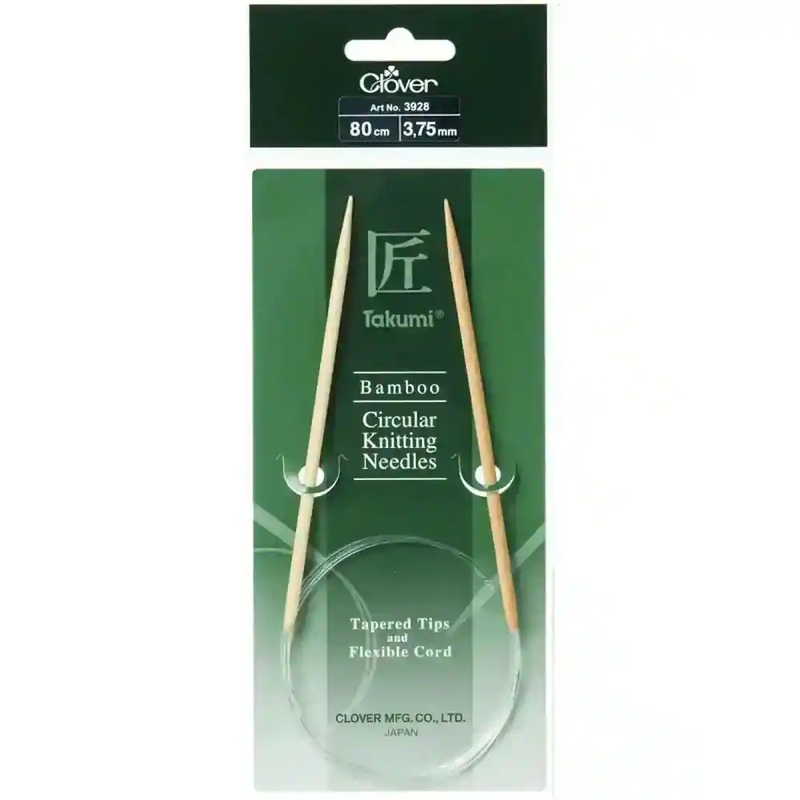Clover 80cm x 3.75mm Takumi Bamboo Circular Knitting Needle (AKA Knitting Pin)