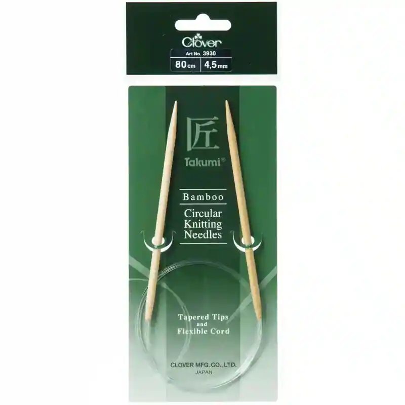 Clover 80cm x 4.50mm Takumi Bamboo Circular Knitting Needle (AKA Knitting Pin)