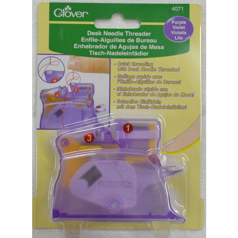 Clover Desk Needle Threader PURPLE, Thread Your Needles Quickly