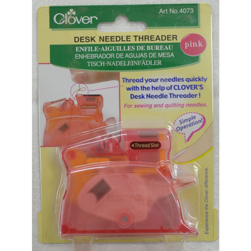 Clover Desk Needle Threader PINK, Thread Your Needles Quickly