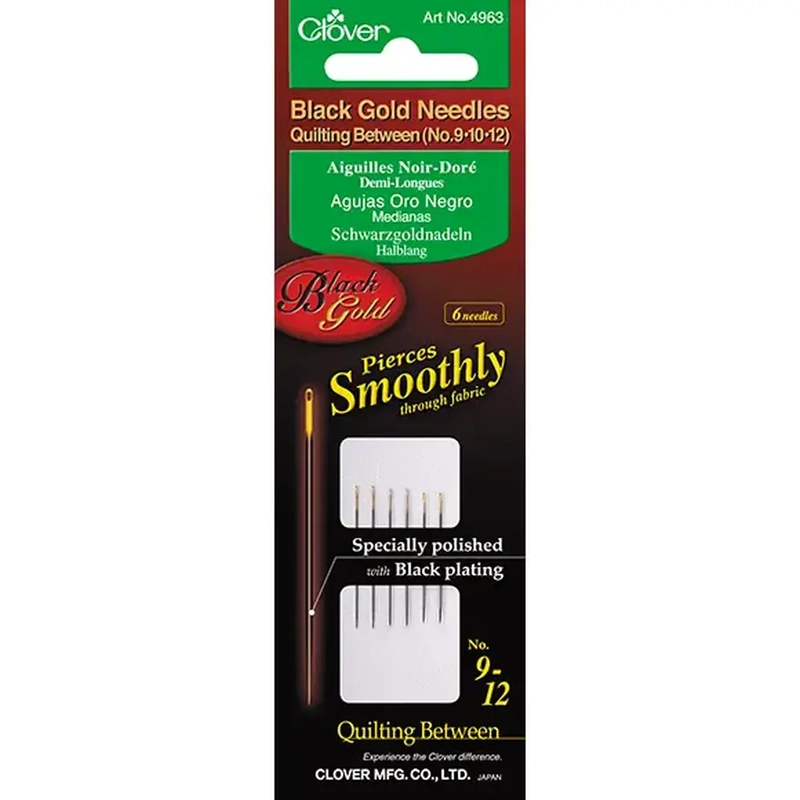 Clover Black Gold Needles Quilting Between (Assorted 9, 10, 12)