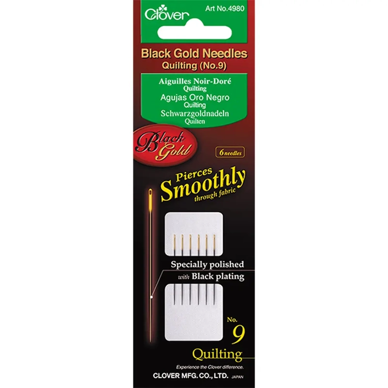 Clover Black Gold Needles Quilting Size 9