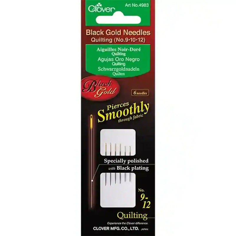 Clover Black Gold Needles Quilting Assorted Sizes 9 - 10 - 12