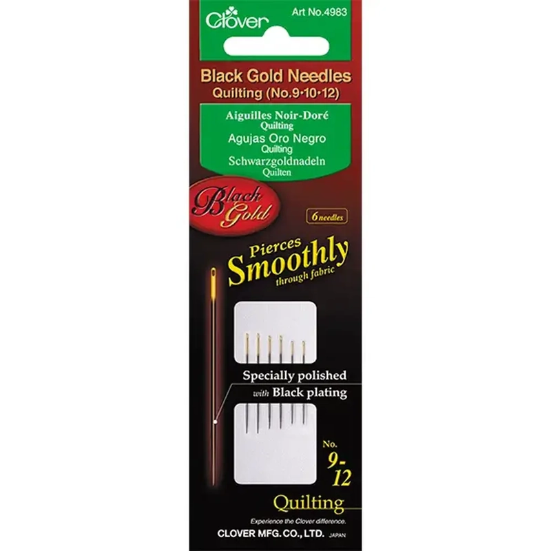 Clover Black Gold Needles Quilting Assorted Sizes 9 - 10 - 12