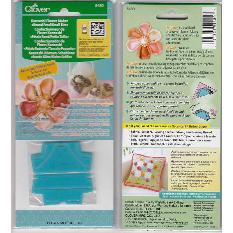 Clover Kanzashi Flower Maker, Round Petal, Small Size 50mm, Make Flowers Quick & Easy