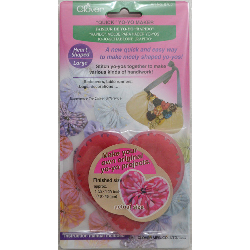 Clover Yo-Yo Maker, Create Beautiful Heart Shape Gathers, #8705, Large 40mm x 45mm
