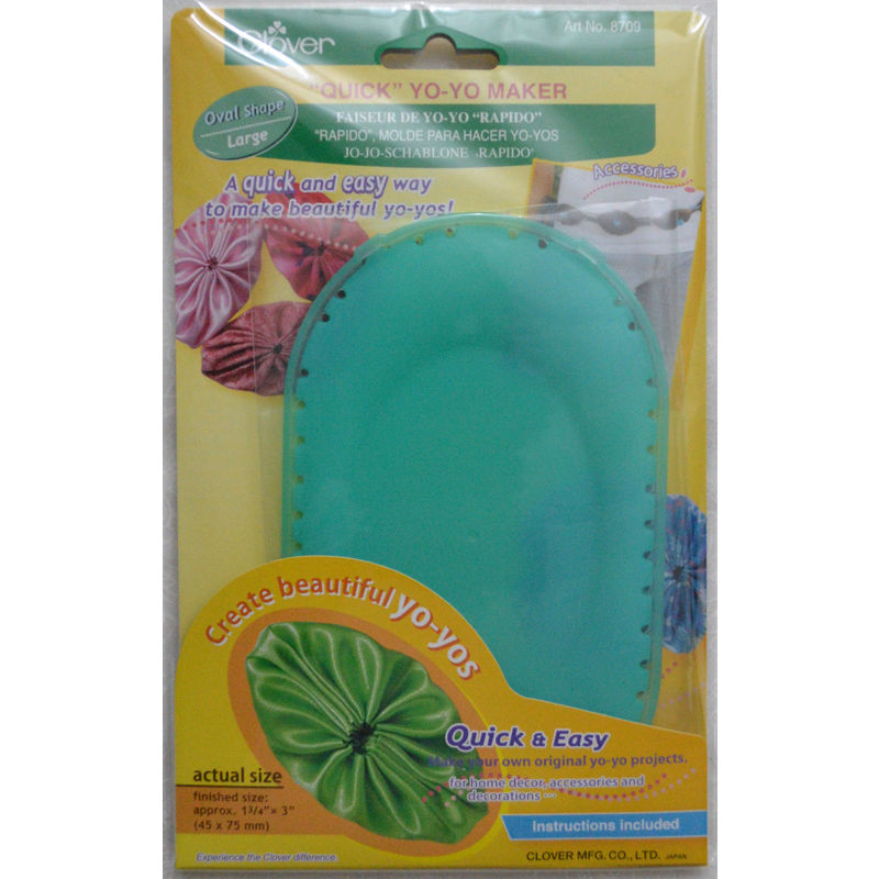 Clover Yo-Yo Maker, Create Beautiful Oval Shape Gathers, #8709, Large Size 45mm x 75mm