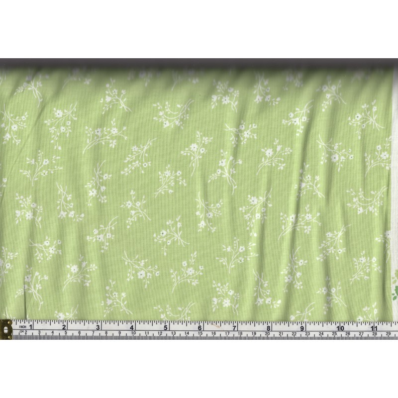 Cotton Fabric 3149-2 110cm Wide, Afternoon In The Attic, Cameo Blossom LIME Per Metre