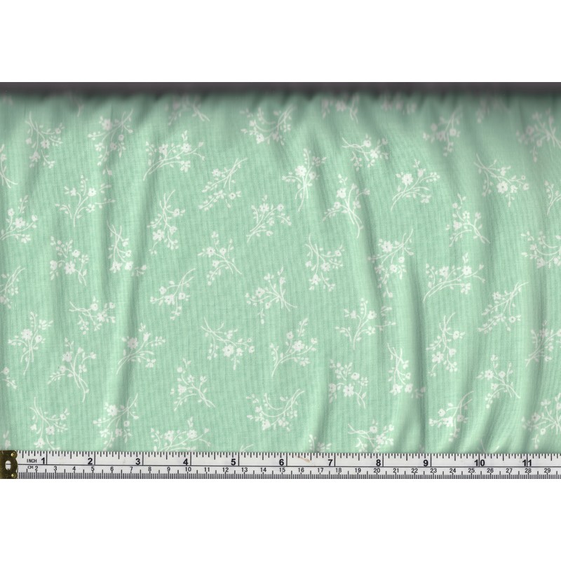 Cotton Fabric 3149-4 110cm Wide, Afternoon In The Attic, Cameo Blossom AQUA Per Metre