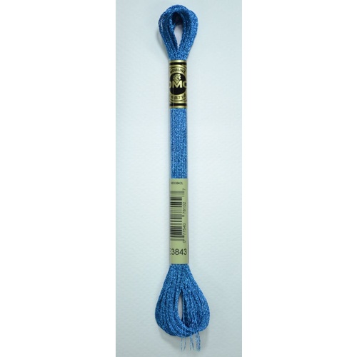 DMC Light Effects Thread, E3843 LIGHT BLUE SAPPHIRE Embroidery Floss, 8m Skein