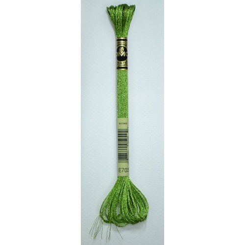 DMC Light Effects Thread, E703 LIGHT GREEN EMERALD Embroidery Floss, 8m Skein