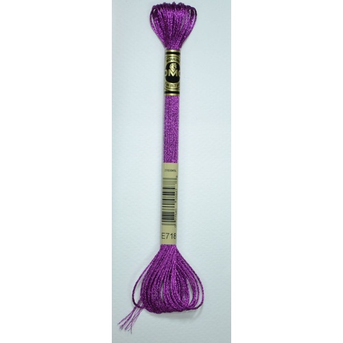 DMC Light Effects Thread, E718 PINK GARNET Embroidery Floss, 8m Skein