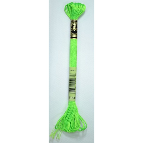 DMC Light Effects Thread, E990 Neon Green Embroidery Floss, 8m Skein