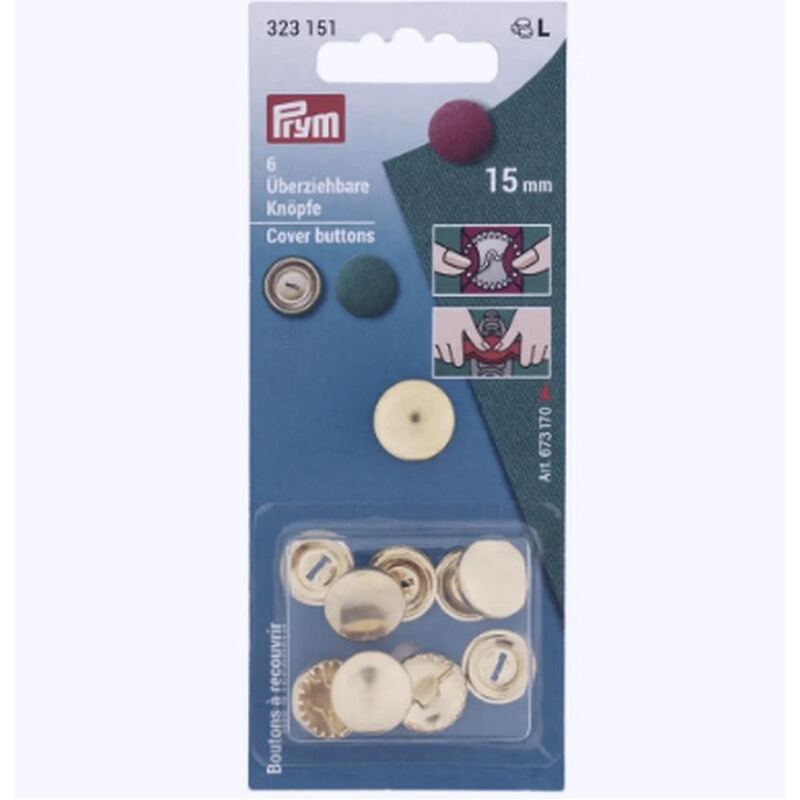 Prym Self Cover Buttons, 15mm (323151)