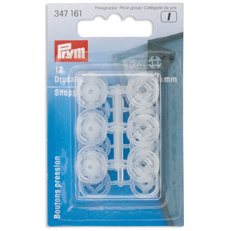 Prym Snap Fasteners, 13mm, Transparent, 12 Per Pack #347161