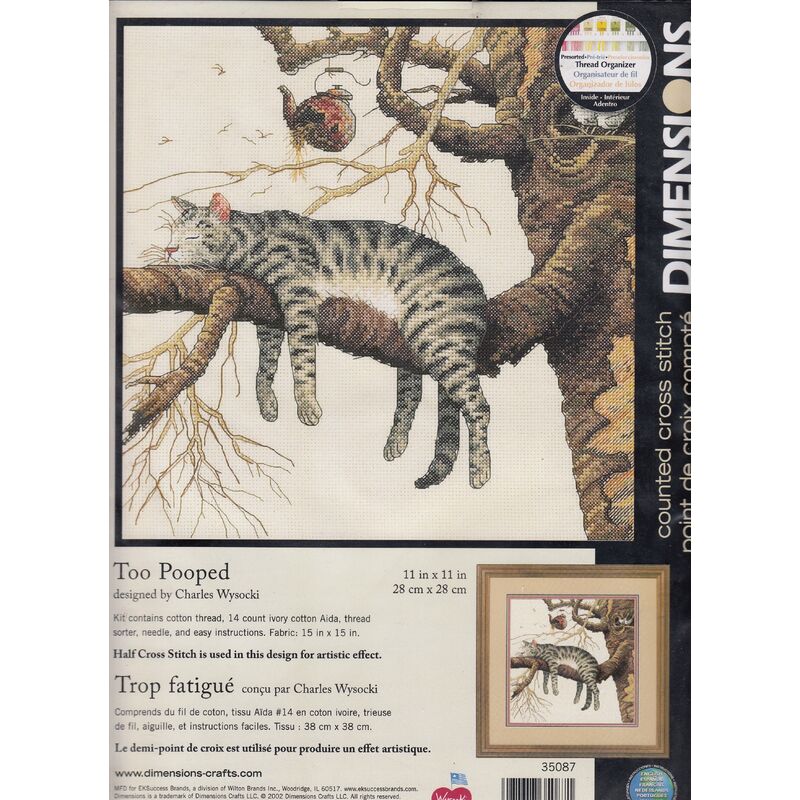 TOO POOPED Counted Cross Stitch Kit 28 x 28cm #35087 By Dimensions