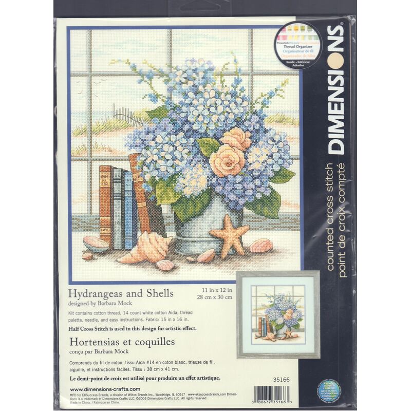 HYDRANGEAS AND SHELLS Counted Cross Stitch Kit #35166