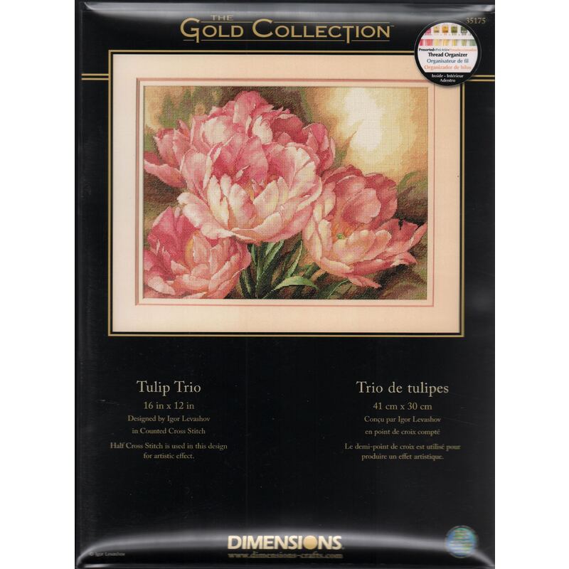TULIP TRIO Gold Collection Counted Cross Stitch Kit #35175 By Dimensions