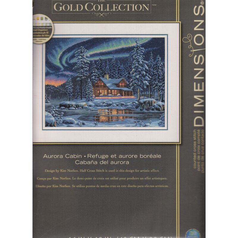 Dimensions Counted Cross Stitch Kit AURORA CABIN 16" x 12" (40cm x 30cm) 35212