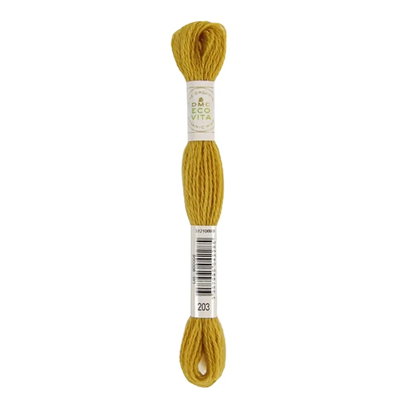 DMC #203 LEMON SAFFLOWER Eco Vita Organic Wool Hand Embroidery Floss 16m Skein