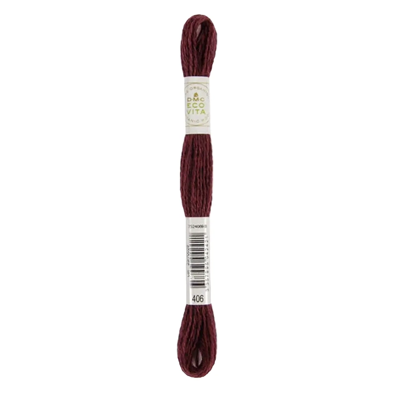 DMC #406 PEONY MADDER Eco Vita Organic Wool Hand Embroidery Floss 16m Skein