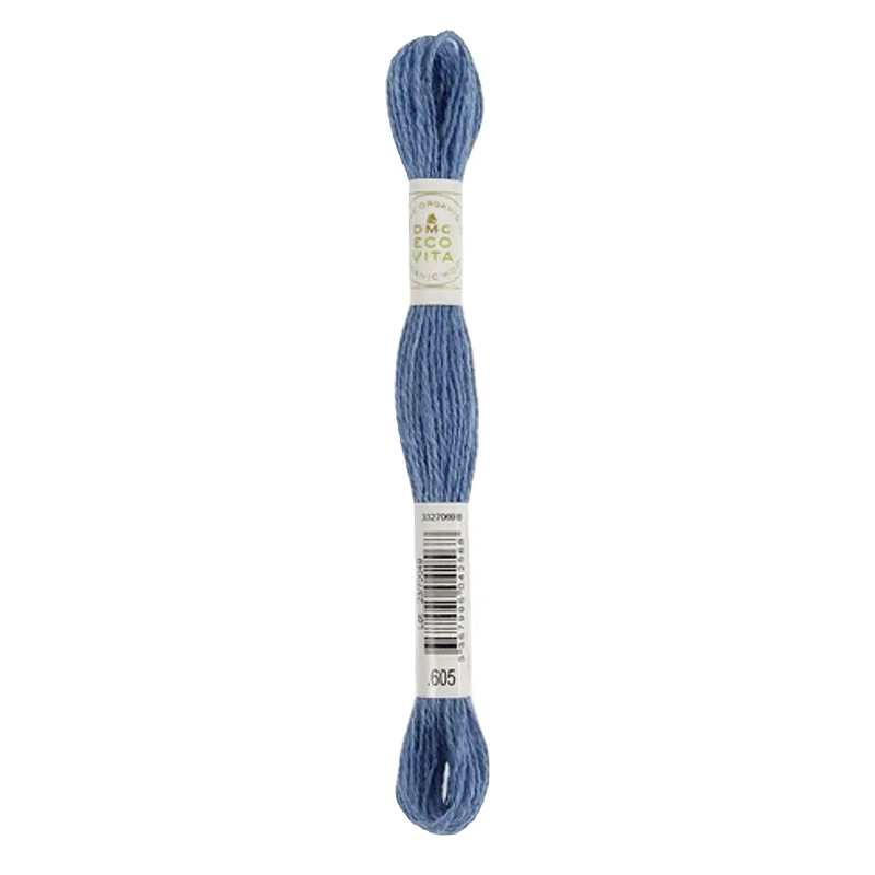 DMC #605 AZURE INDIGO Eco Vita Organic Wool Hand Embroidery Floss 16m Skein