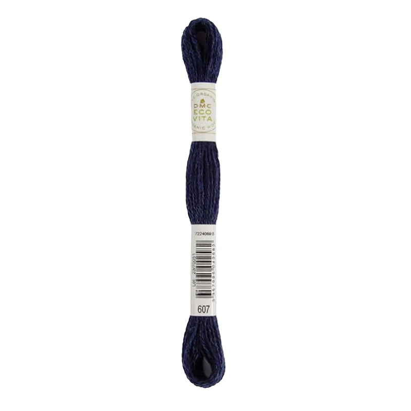 DMC #607 NIGHT INDIGO Eco Vita Organic Wool Hand Embroidery Floss 16m Skein