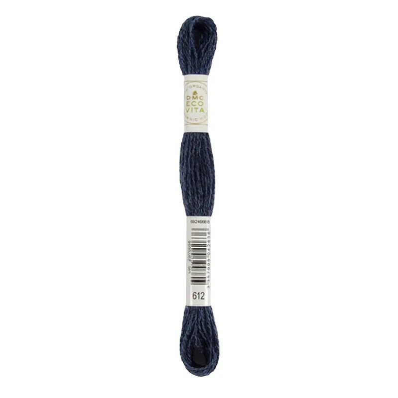 DMC #612 STORM INDIGO Eco Vita Organic Wool Hand Embroidery Floss 16m Skein
