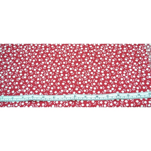 Cotton Fabric Per Metre, 110cm Wide, Tulips WHITE on RED 365.01