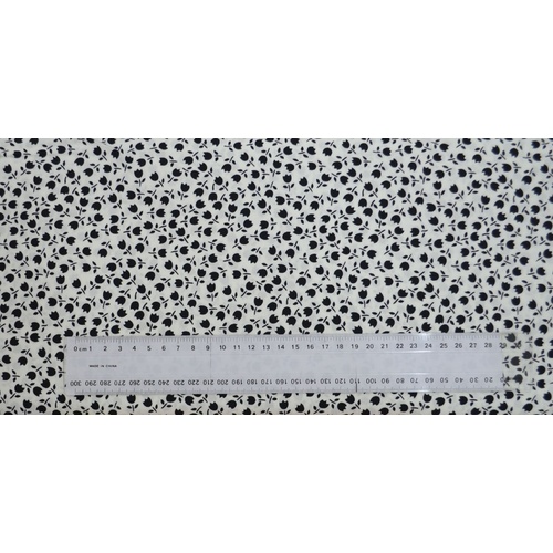 Cotton Fabric Per Metre, 110cm Wide, Tulips BLACK on WHITE 365.04