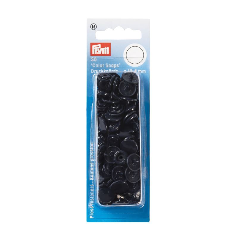Prym Non-Sew Press Fasteners, Colour Snaps, Round, 12.44mm, Navy Blue 30pce