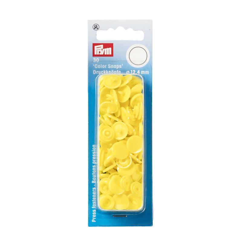 Prym Non-Sew Press Fasteners, Colour Snaps, Round, 12.44mm, Light Yellow 30pce