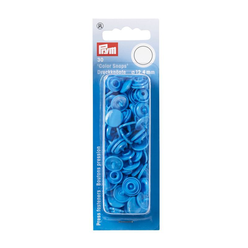 Prym Non-Sew Press Fasteners, Colour Snaps, Round, 12.44mm, Steel Blue 30pce