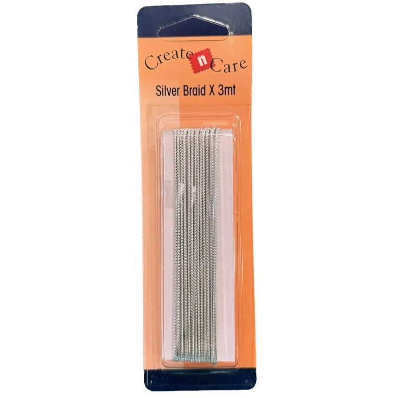 1.5mm Diameter Silver Braid Elastic x 3 metres by Create N Care