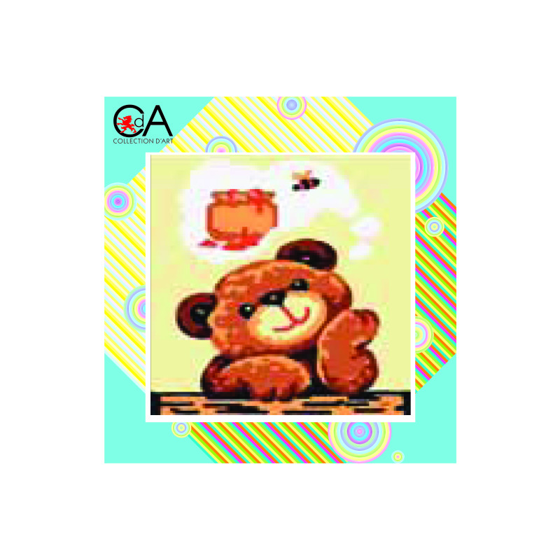 Collection D' Art Tapestry Kit, THOUGHTFUL TEDDY, 19cm x 19cm (#4.016K)