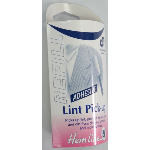 Hemline Adhesive Lint Pick-Up Refils, 24 Pre-Cut Sheets & Roller Picks Up Lint Pet Hair etc.