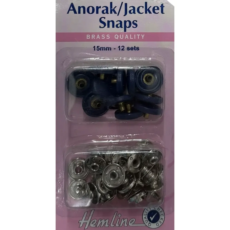 Anorak / Jacket Snaps 15mm 12 sets NAVY