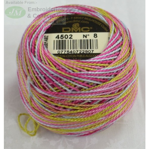 DMC Coloris Thread Perle Cotton No.8 Ball, #4502 VARIEGATED, 10g, 80m