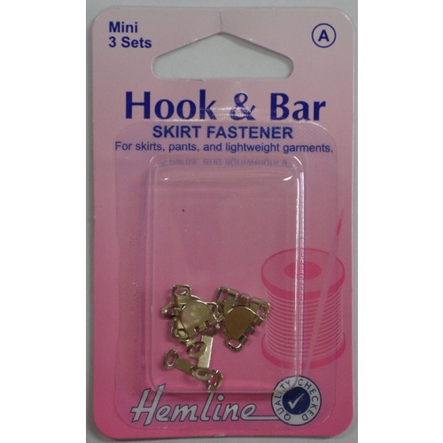 Hemline Hook & Bar Skirt & Trouser Fasteners, Extra Small, 3 Sets, Nickle Colour
