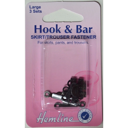 Hemline Hook & Bar Skirt & Trouser Fasteners, Large, 3 Sets, Dark Colour