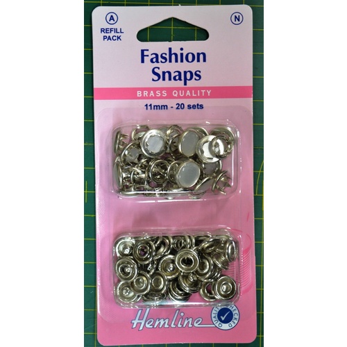 Hemline Fashion Snaps Brass Quality 11mm 20 Sets Refill Pack, PEARL LOOK